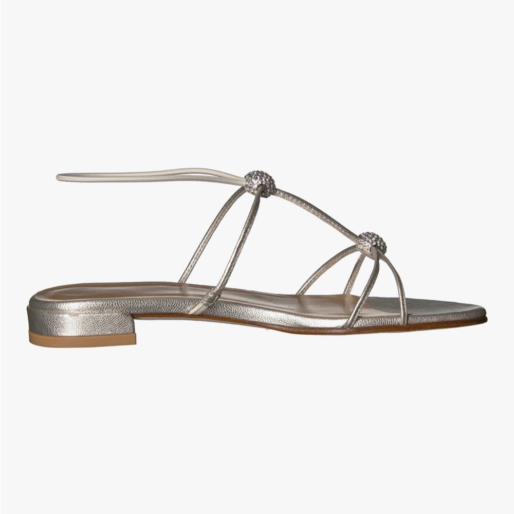 Stuart Weitzman Metallic Silver Flat Sandals - Picture 7 of 11